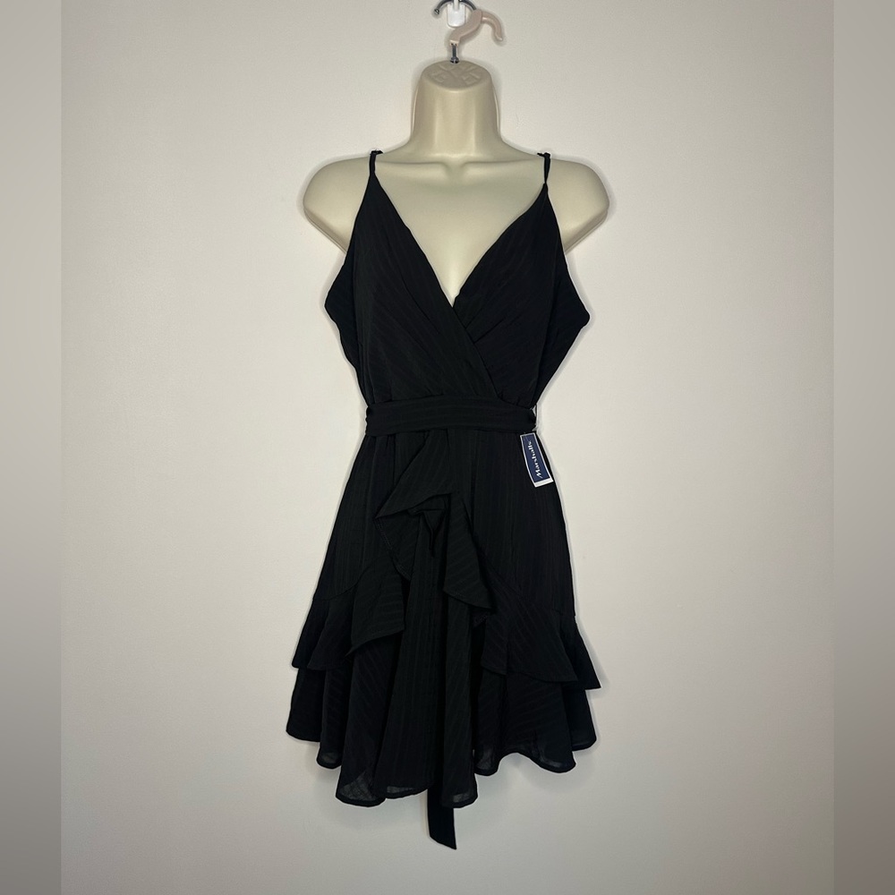 Trixxi Black Asymmetrical Ruffled Mini Dress